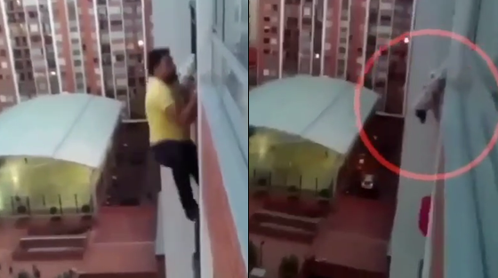 Il prend le risque pour sauver un chien qui risque de tomber d’un balcon