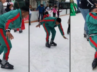 Un homme fait du patin à glace pour la première fois