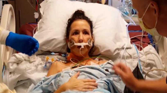 Respiration de Jennifer Jones après une greffe de poumons