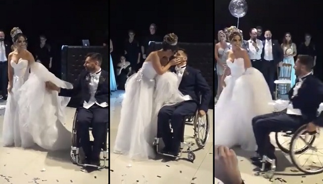 Ils aident le marié handicapé à danser avec sa femme, tellement émouvant !
