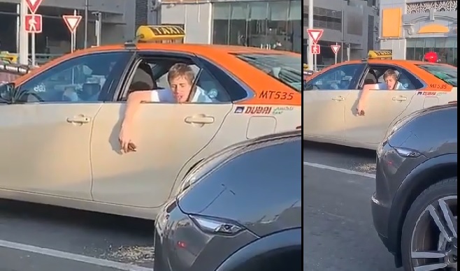 Cet homme bourré vomit en taxi à Dubaï