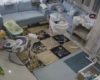 Une Baby-sitter sort un bébé de sa chambre avant l'effondrement du faux plafond