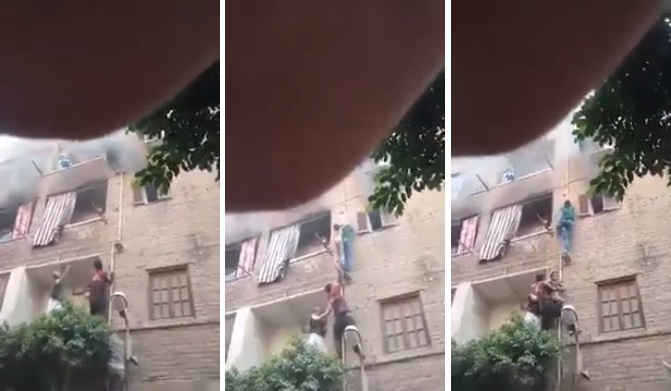 Le Spiderman égyptien escalade un immeuble et sauve une famille d'un incendie
