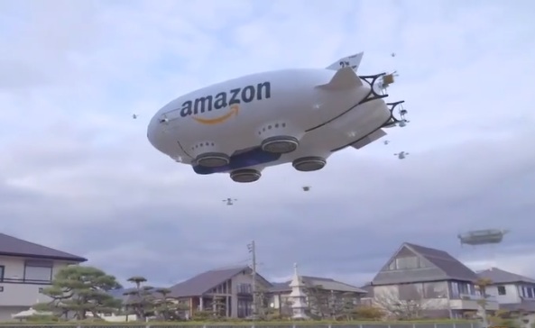 Amazon sort les drones livreurs depuis son ballon dirigeable