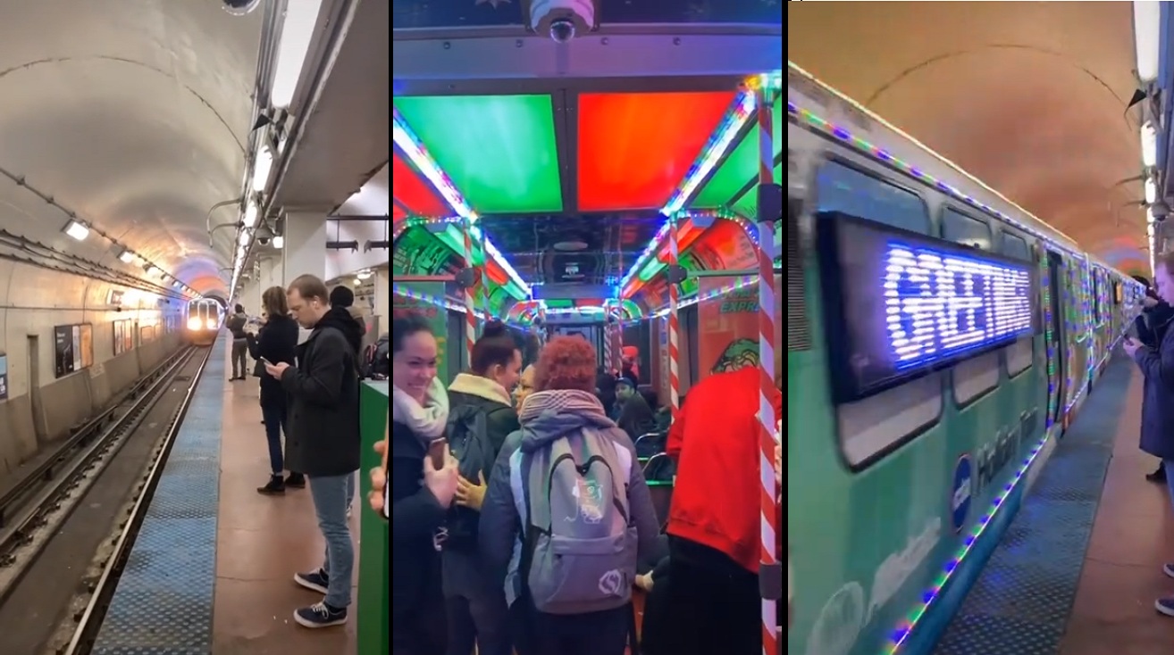 Des passagers ont la chance de prendre le métro déguisé pour Noël