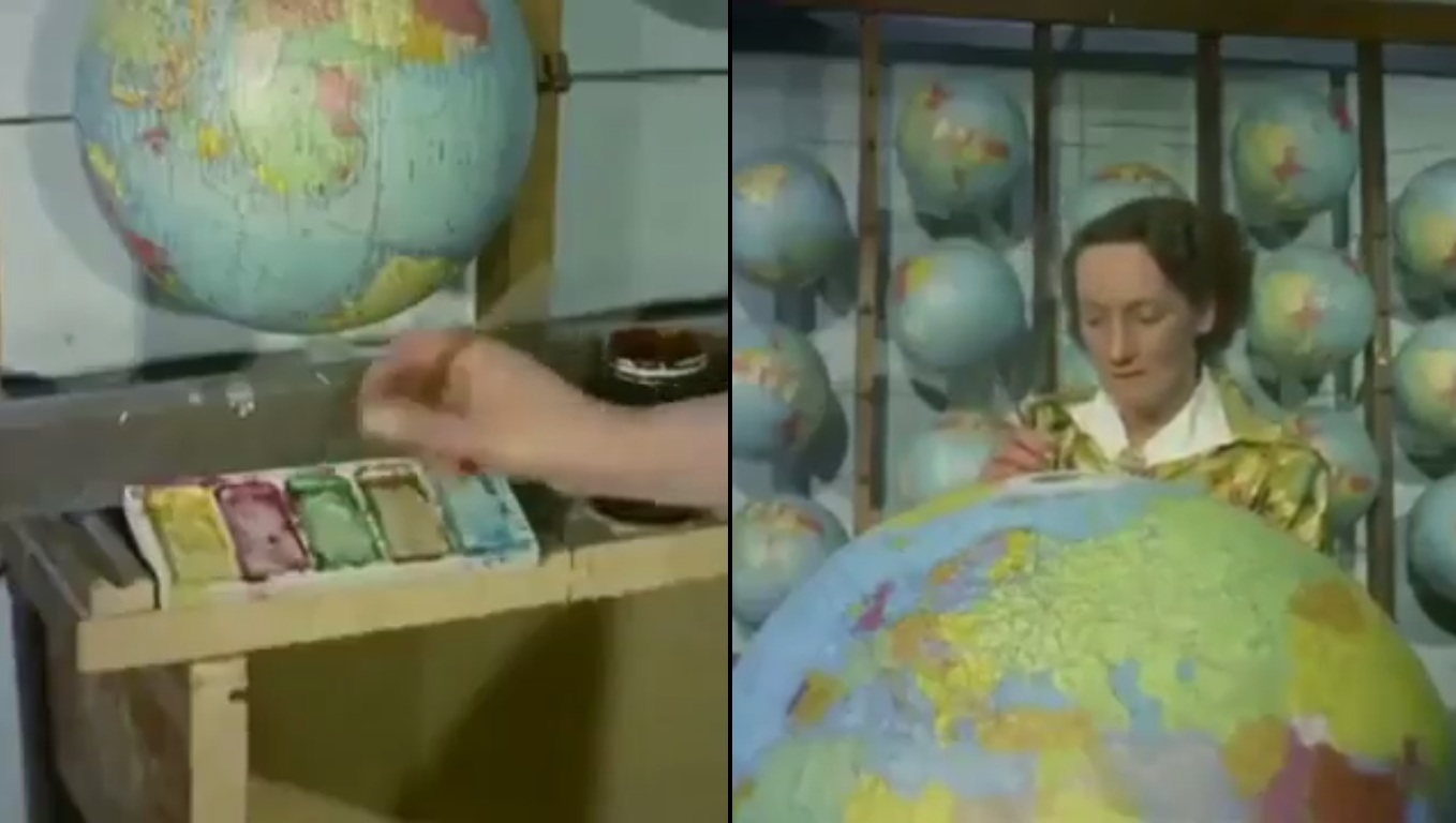 La fabrication des globes terrestres en 1955