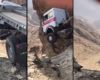 Un chauffeur survit miraculeusement alors que son camion est suspendu dans le vide